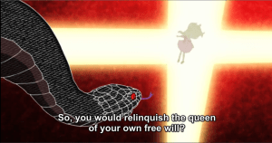 If this is the snake Azami talked with, and the queen is another snake, it's unclear exactly what the queen is. I'M SO CONFUSED.