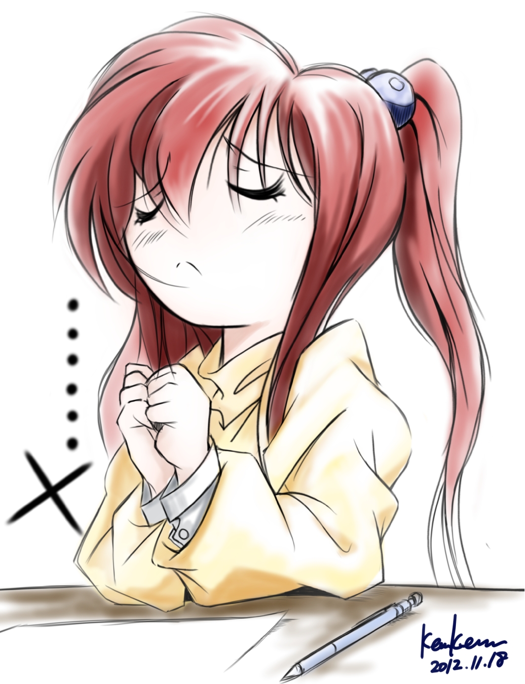Anime girl praying drawing whit copic by Drowkas on DeviantArt