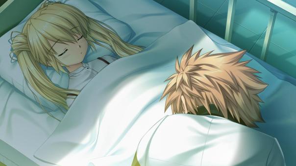 Kotarou lamenting Shizuru's coma.