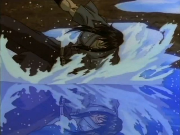 Seijuro falling to his apparent death