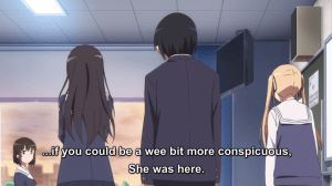 Put her with Akari from YuruYuri, Momoko from Saki, Kuroko from Kuroko's Basketball, and Kellam from Fire Emblem: Awakening for the ultimate stealth team.