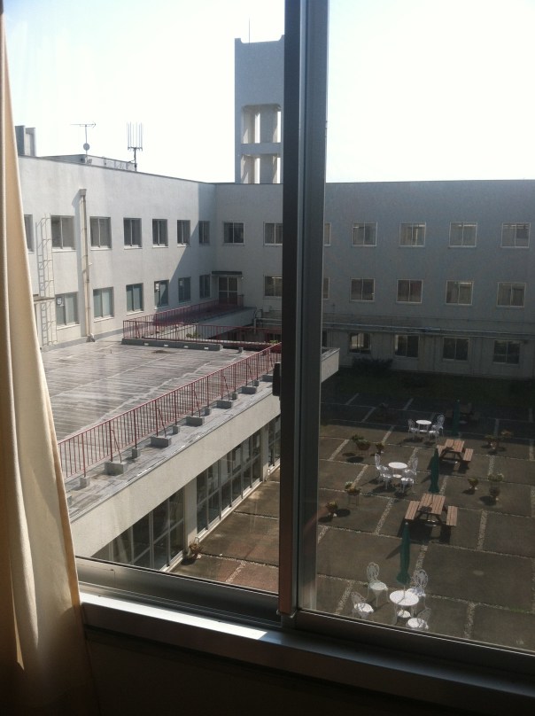 The courtyard at my school. The school, despite being a college, looks just like the stereotypical Japanese high school!