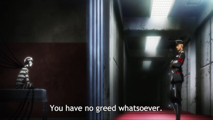 Note that Jyugo has no sparkles around him for a change, but Hajime does. Sparkles may or may not represent desire, greed, and purpose. (ep 9)