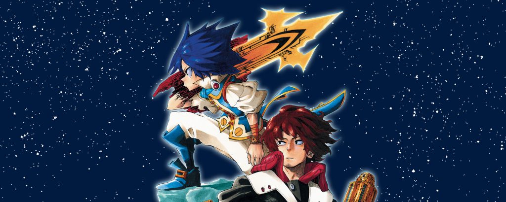 Official header image for Barrage manga showing Astro with the Org in his hand.