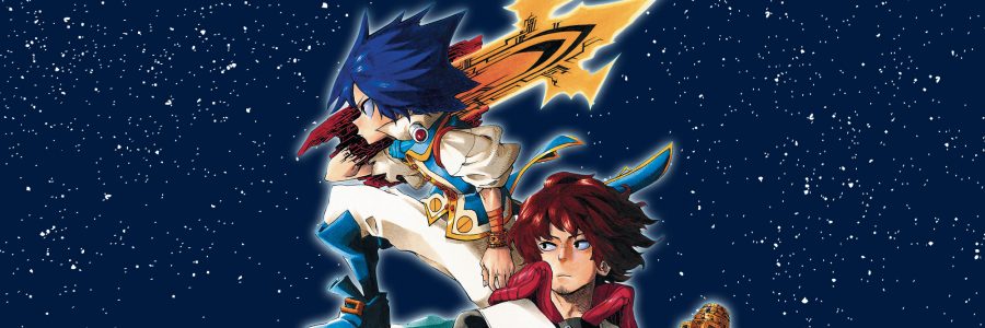 Official header image for Barrage manga showing Astro with the Org in his hand.