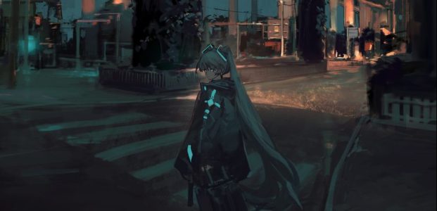 miku nightime under highway overpass