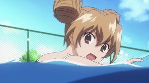 taiga swimming looking back