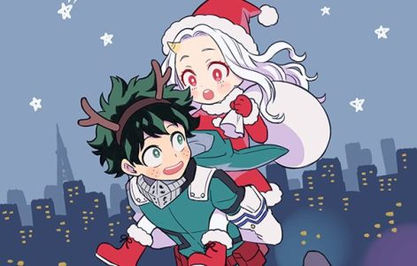 eri as santa riding deku as a reindeer