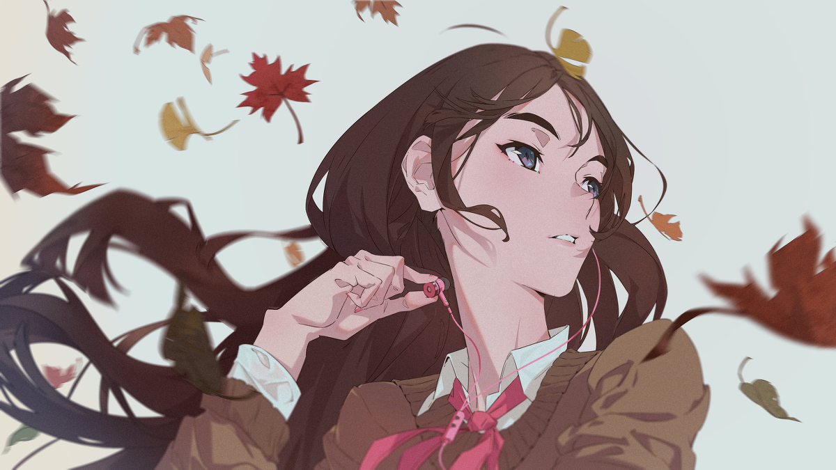 autumn girl wind leaves blowing – Beneath the Tangles, image size:1200x675