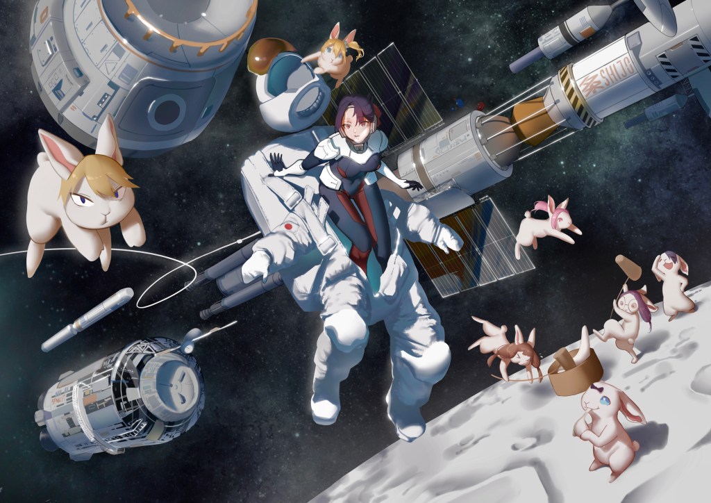 anime girl in space rabbits