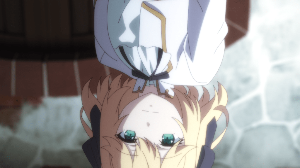 A picture of Anis looking directly at the camera. She is depicted upside-down.